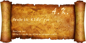 Andris Klára névjegykártya