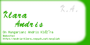 klara andris business card